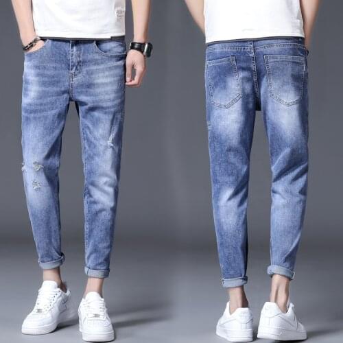 Jeans Ripped Jeans Men Pants Casual Brand Mens Daily Fashion Pants Slim Fit Jeans Male Street Skinny Pant Vintage Youth 802