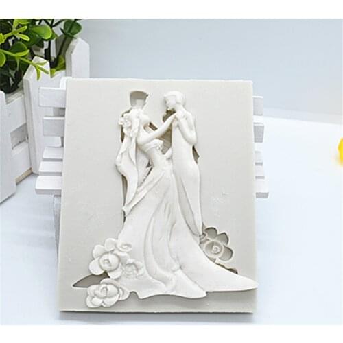 Luyou DIY Wedding Dress Silicone Resin Molds Fondant Cake Decorating Tools Bride And Groom Kitchen Baking Accessories FM1409