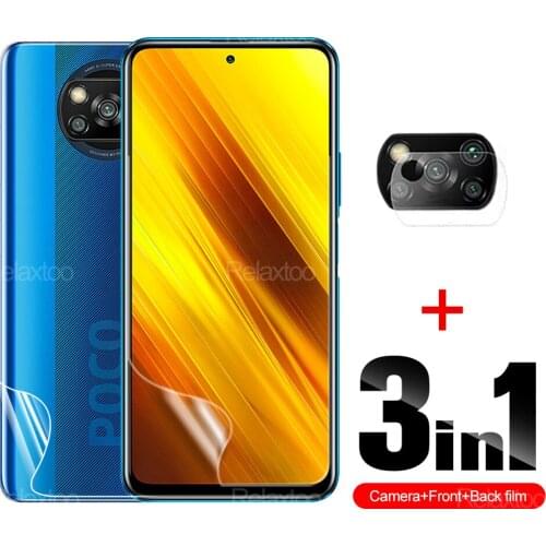3-in-1 Full Cover Hydrogel Film For Poco X3 GT Front Back Screen Protection Not Glass For Poco M3 Pro X3 NFC F3 Camera Lens Film
