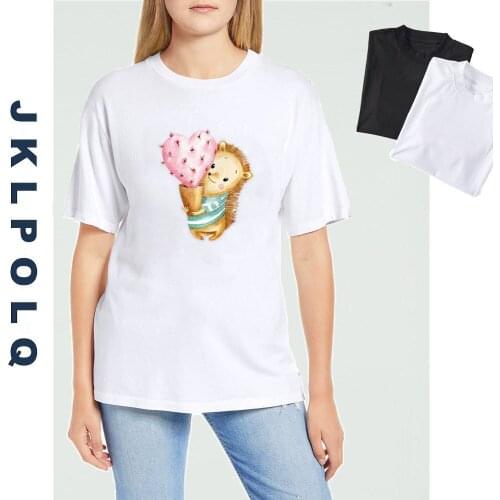 JKLPOLQ Summer Womens T Shirt Funny Animal Graphic Printed Short Sleeve Tees For Woman Casual Style Clothes