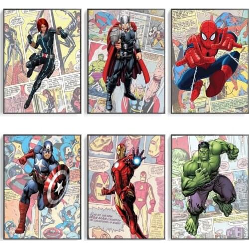 Canvas Picture Marvel Avengers Poster Spiderman Superheroes HD Print Comics Wall Art Painting Modern KidS Bedroom Living Room