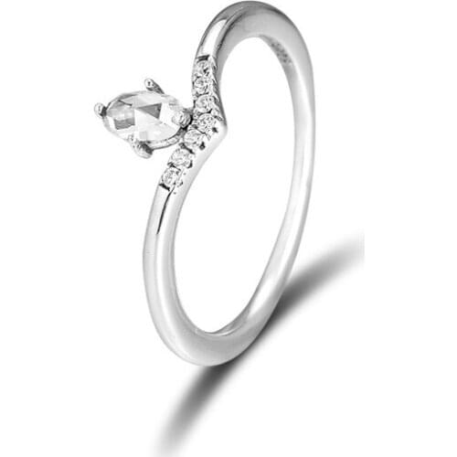 Clear CZ Classic Wish Rings for Women 925 Sterling Silver Jewelry Pave Stones Women Rings Stackable Style Crown Rings Jewelry