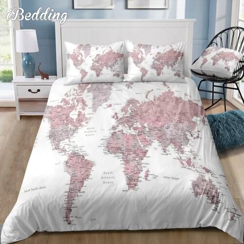 World Map Bedding Set Luxury Treasure Map Cartoon Kids Bedding Christmas Duvet Cover Set Double Duvet Home Textile