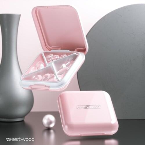 Pill Box Divided Into Compartments Portable Four Compartment Medicine Box Portable Moisture-proof Sealed Storage Box