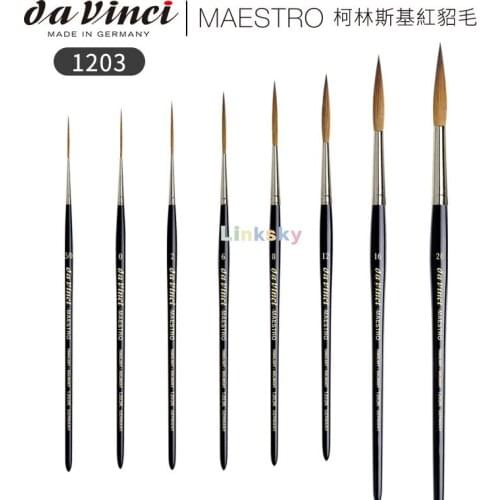 Da Vinci Oil&Acrylic Series 1203 Maestro Rigger Brush,XL-Length Sharp Needle-Point Kolinsky Red Sable with Black Polished Handle