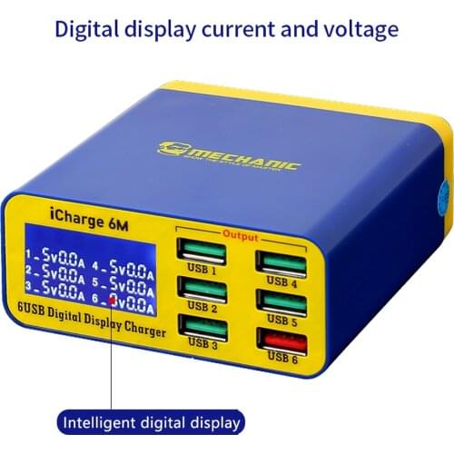 MECHANIC USB Multi Port Charger Icharge 6M QC 3.0 Mobile Phone Tablet Fast Charging Intelligent Digital Display Multi Interface