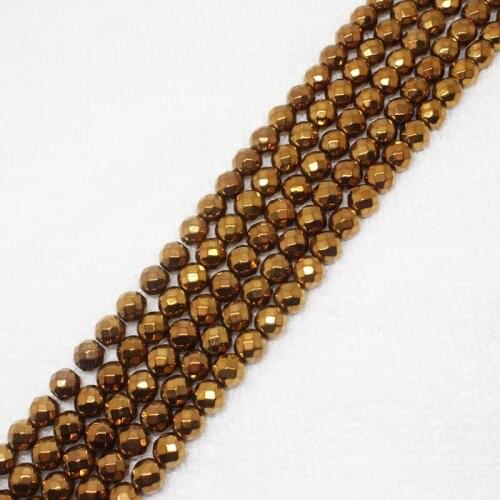 Mini. order is $7! 2-12mm Faceted copper Bronze Plating Hematite ironstone Round Spacer DIY Fa-store Loose Beads 15"
