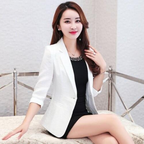 Fashionable womens small suit jacket womens spring and summer clothes new cotton and linen slim short suit womens shirt linen