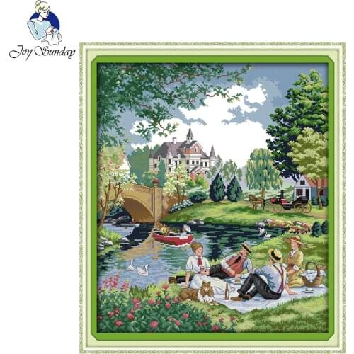 Joy Sunday Chinese cross stitch A picnic in the suburbs 11CT 14CT counted and stamped embroidery kits wholesale for home decor