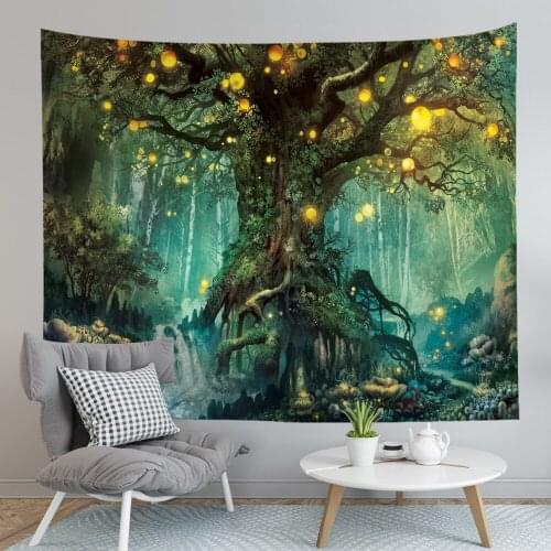 Forest Path Castle Dolping Beautiful Scene Tapestry Fairytale Trippy Colorful Wall Hanging Tapestry for Home Dorm Fantasy Decor