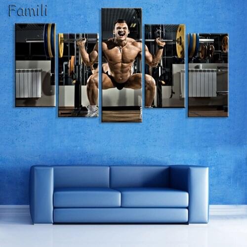 5pcs Wall Art Poster Bodybuilding Exercise Fitness Sports Painting Canvas Printing Unframed Modular Pictures,picture painting