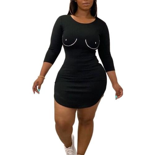 New Womens Dress Fashion Long Sleeve Sexy Bodycon Mini Dress