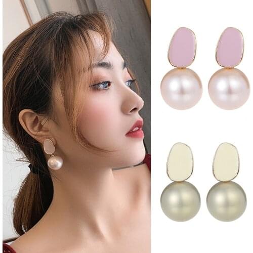 Dominated Women New Fashion Pearl Earrings contracted Metal Geometry Water Drop Kinds Of Exaggerated Drop earrings Jewelry