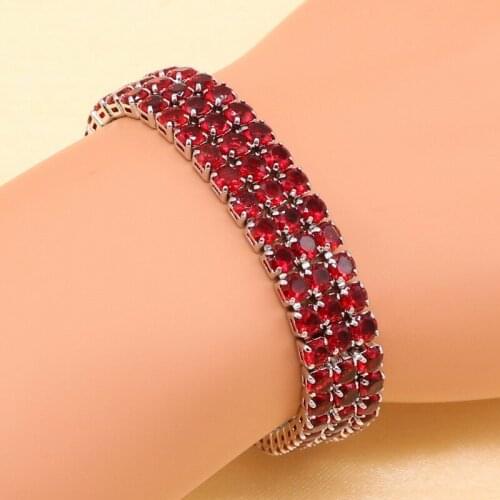 New Fashion Silver Color Bracelet For Women Superior Red Cubic Zirconia Adjustable Link Chain Bracelet Length 17+2cm