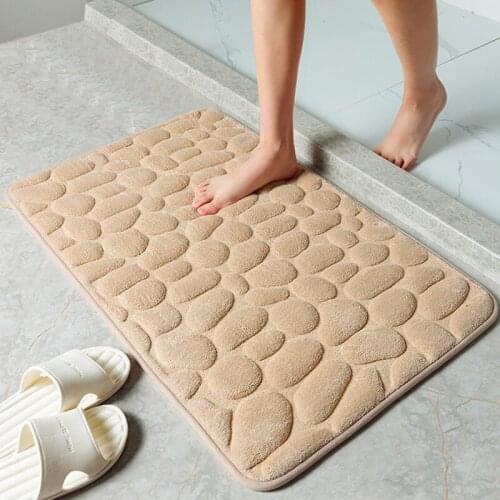Pebble-Shape Bathroom Non-slip Bath Mat Carpets Lavatory Bedroom Floor Decor Mat Memory Foam Washable Rug Shower Room Doormat