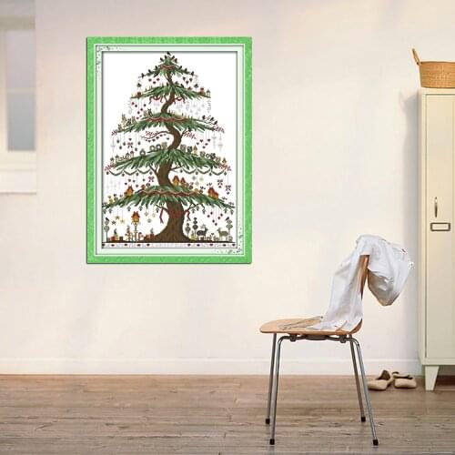 Joy sunday still life style Christmas tree stamped easy christmas cross stitch patterns kits for diy needle work kits