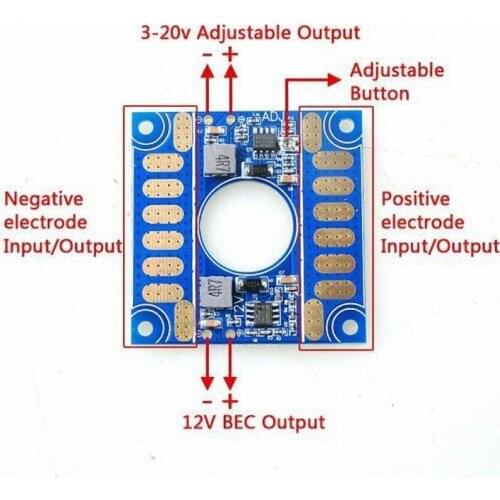 Multicopter Power Distribution Board 5V 12V Adjustable Voltage Dual BEC Output For Hexa Quadcopter