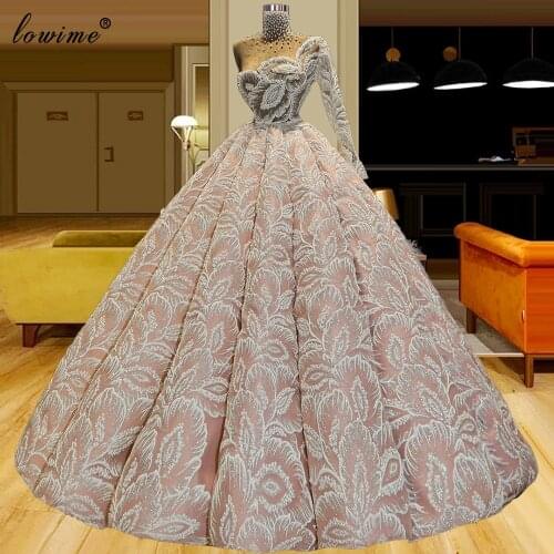 Luxury Muslim Pearls Evening Dresses Long Special One Shoulder Evening Gowns Gorgeous Celebrity Dresses For Women Pageant Gowns