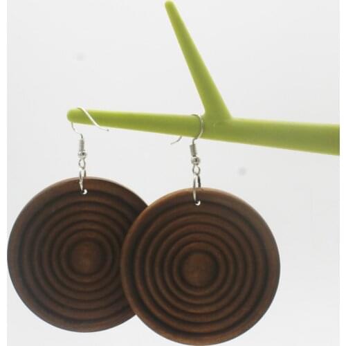 E322 Earring for Woman African Coffee Earrings New Design Quality Round Wood Earrings Latest New Arrival