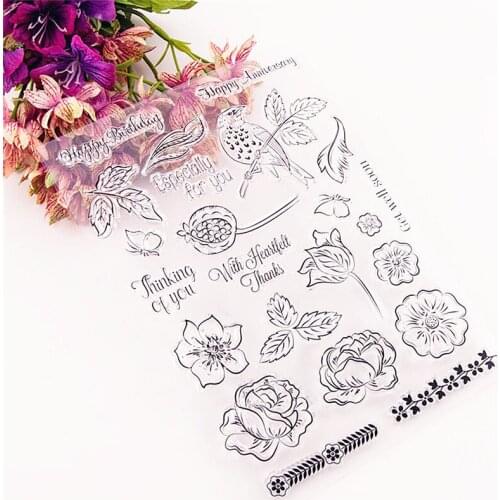 Hot sale Flower list Transparent Clear Stamps / Silicone Seals Roller Stamp for DIY scrapbooking photo album/Card Making