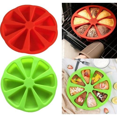 Silicone Bakeware 8 Triangle Cavity Cake Pan Mold DIY Silicone Pudding Muffin Fondant Ice Cubes Candies Cake Molds Pizza Pan