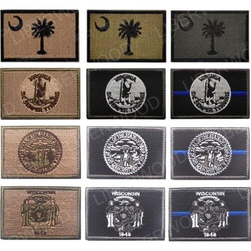 United States South Carolina Wisconsin Virginia Nebraska state patch US USA states tactical patch applique hook loop patch