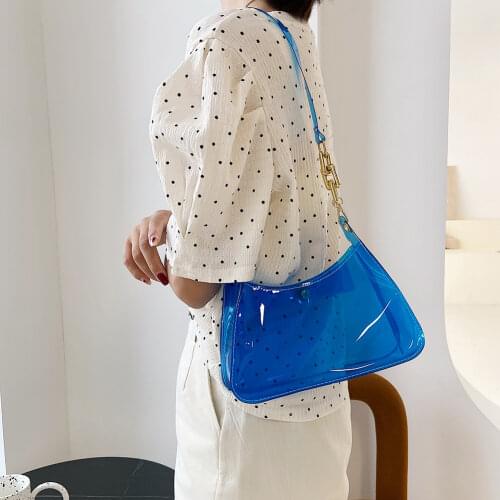 Womens Bag Fashion Transparent Solid Color Shoulder Underarm Bag 2021 Female bag Casual Luxury bag Ladies Shopper Purse Handbag