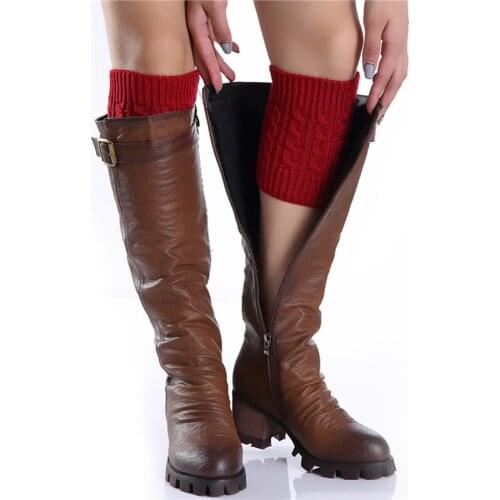 Ladies WomenS Woolen Thicker Soild Color Winter Warm Crochet Knitted Boot Socks Sock Leggings Toppers Fashion Leg Warmers