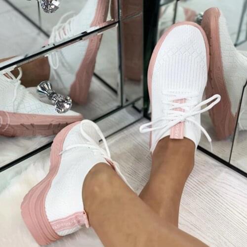 TELOTUNY Tennis female 2021 Fashion Womens Casual Vulcanize Shoes Mesh Breathable Lace-up Wedges Outdoor Leisure Sneakers
