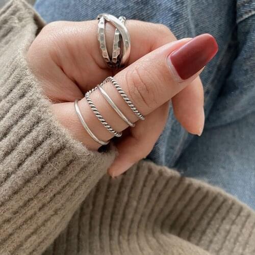 Vintage Silver Color Multi-layer Wide Thumb Ring For Women Teens Fashion Hip Hop Punk Style Korean Ladies Charm Rings Jewelry