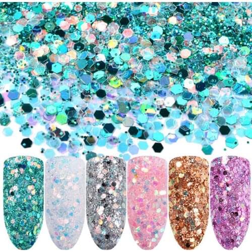 1set 6 Colors Nail Glitter Sequins Symphony Powder DIY Manicure Accessories Beauty Nail Art Eye Lip Makeup Decoration