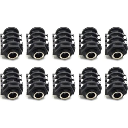 10Pcs/Lot 6PIN 6.35mm Microphone Female Stereo Audio Socket Jack Connector
