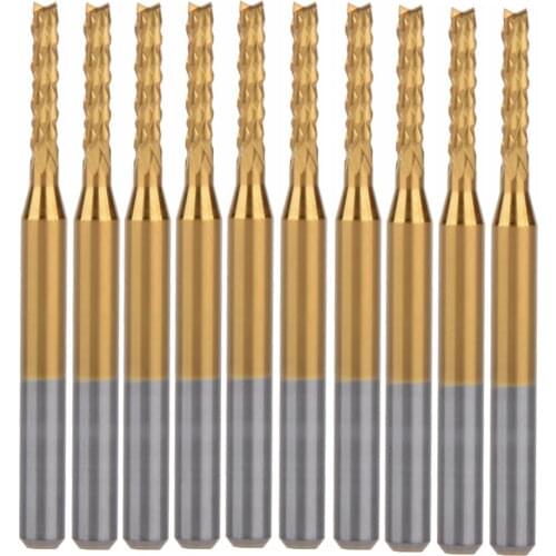 10pcs Titanium Coat Carbide 3.175X1.9x10.5mm PCB Carbide Tools, CNC Cutting Bits, Millinging Cutters