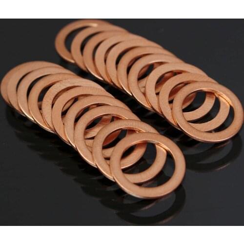 20pcs M10 10mm Motorcycle Braided Clutch Brake Hose Banjo Seal Copper Crush Washer