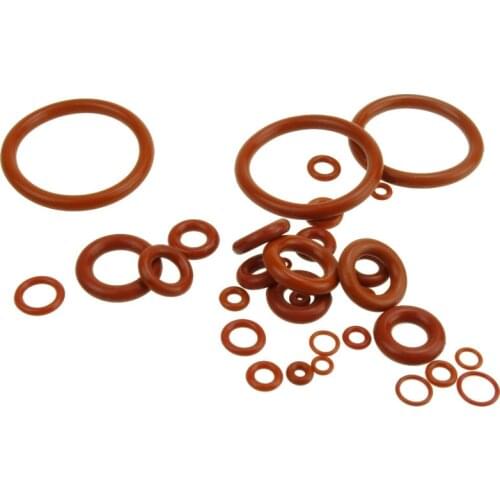 200pcs OD 5-46mm Food Grade Sealing Ring Thickness(CS) 1mm Red Silicone O Ring ID 3-44mm Waterproof And Insulated