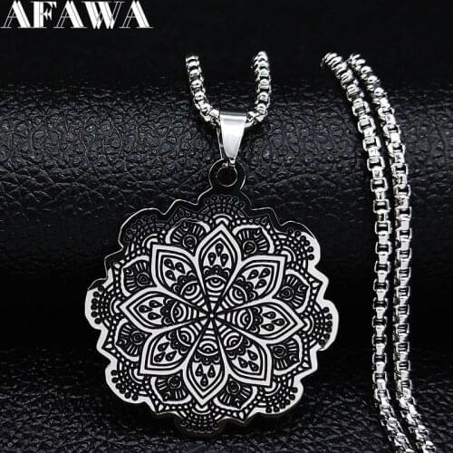 2021 Fashion Flower of Life Stainless Steel Necklace for Women Silver Color Necklaces & Pendants Jewerly colgantes N576S02