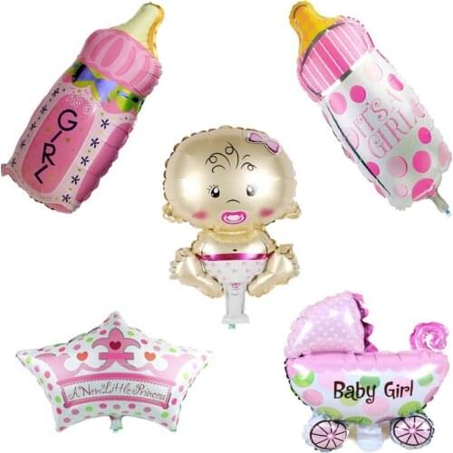5pcs/lot mini Baby Shower Boys Girls Holiday Decorations Foil Balloons Stroller Helium Balls Birthday Party Supplies globos