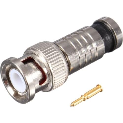50 PCS Compression BNC Male Connector Plug for Coaxial RG59 Cable CCTV Camera