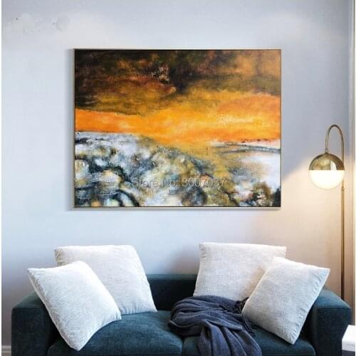 Abstract Wall Art Canvas Painting Modern Decoration Orange and Black Oil Painting Hand Painted Wall Picture For Room NO FRAME