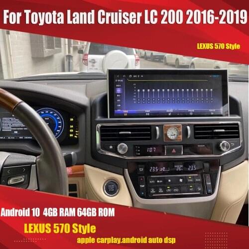Aucar Android 10 For Land Cruiser 200 LC200 2016-2019 multimedia Car radio Gps navigation 1 din auto stereo player LX570 Style