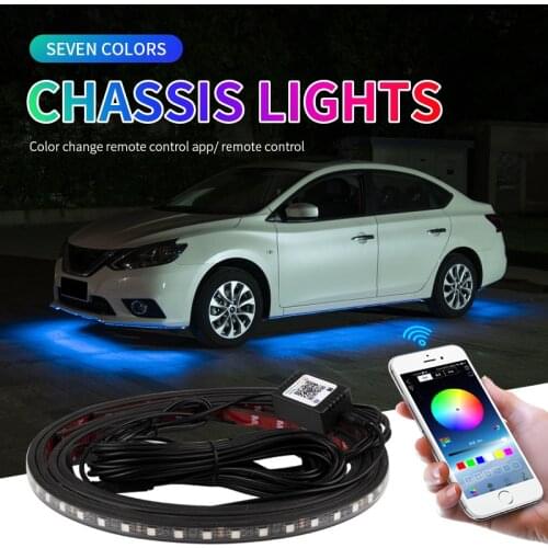 Car Underglow Neon Light Strip Remote /APP RGB Waterproof LED Underbody Ambient Lights Backlight Decorative Atmosphere Lamp 12V