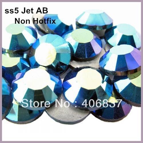 Free Shipping! 1440pcs/Lot, ss5 (1.7-1.9mm) Jet AB Flat Back Nail Art Glue On Non Hotfix Rhinestones