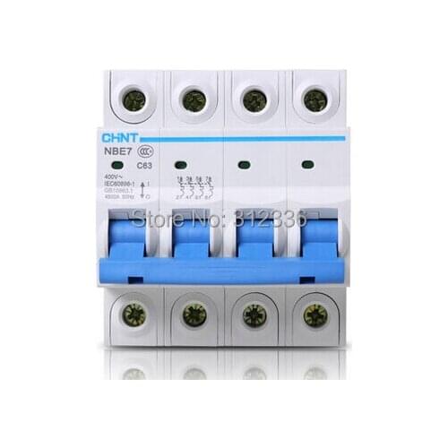 Free Shipping Two years Warranty C63 4P 63A 4 pole domestic C type small air switch unipolar Electric shock protection