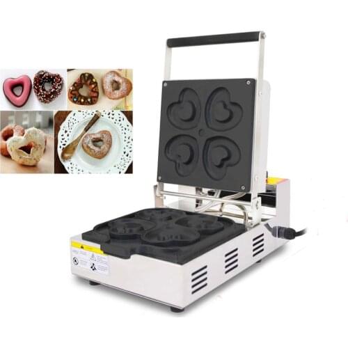 Free shipping Mini 4 holes Commercial heart-shaped Donut Maker machine Doughnut Baking Machine With Timer