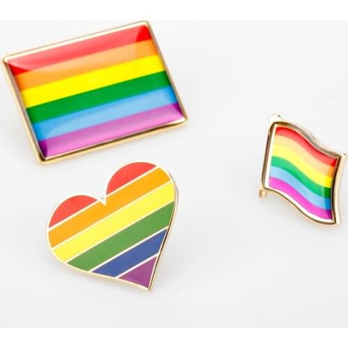 Rainbow Color Brooch Pins Cute Heart Flag Design Enamel Lape Pin Badge Brooches Bag Clothing Trinket Accessory Gifts