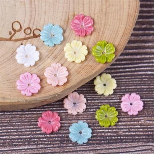 50pcs/lot 10mm resin flower beads for diy craft hair clip Hairpin jewelry making accessories material acrylic loose beads