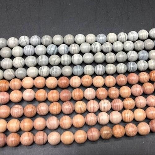 1 Strand 8mm 10mm Natural Stone Beads Gray/Yellow Wood Pattern Loose Beads DIY Jewelry Making Fit Necklace Pendant Charm Finding