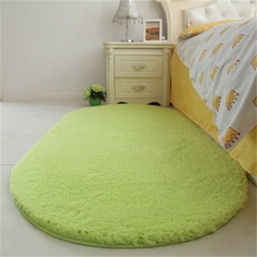 Home Oval Carpet Bedroom Bedside Living Room Sofa Coffee Table Mat Floor Study Bathroom Plush Fluffy Soft Thickened Non-Slip Rug