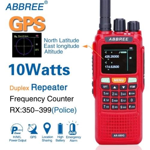 ABBREE AR-889G GPS 10Watts Walkie Talkie 3000mAh 999CH Night Backlight Duplex Repeater Dual Band Dual Receiving Hunting CB Radio