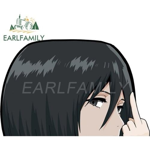 EARLFAMILY 13cm x 8.2cm for Attack on Titan Mikasa Car Stickers Anime Car Accessoires Decal Graffiti Windows Windshield Decor